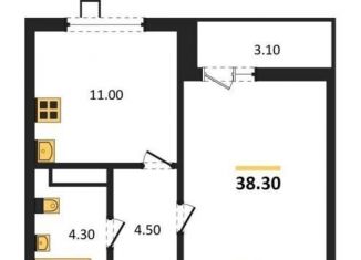 Продается 1-комнатная квартира, 38.3 м2, Воронеж