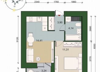 Продаю однокомнатную квартиру, 35.4 м2, городской посёлок Новоселье, ЖК Уютный, Адмиралтейская улица, 6