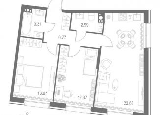 Продажа двухкомнатной квартиры, 62.2 м2, Санкт-Петербург, метро Горный институт