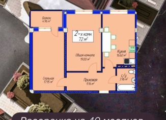 Двухкомнатная квартира на продажу, 72 м2, Махачкала, Майская улица, 28
