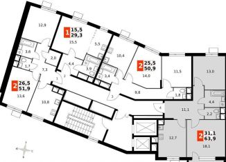 Продаю 2-ком. квартиру, 63.8 м2, посёлок Развилка, Римский проезд, 5