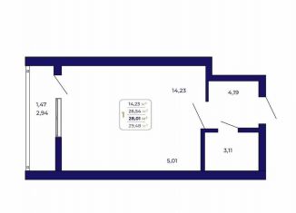 Продается квартира студия, 28 м2, Республика Башкортостан, проспект Дружбы Народов, 5