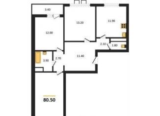 3-ком. квартира на продажу, 80.5 м2, Воронеж