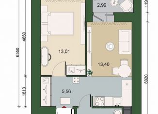 Продам 1-комнатную квартиру, 38.6 м2, городской посёлок Новоселье, ЖК Уютный, Адмиралтейская улица, 6