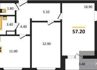 Продаю двухкомнатную квартиру, 57.2 м2, Воронеж, Ленинградская улица, 17