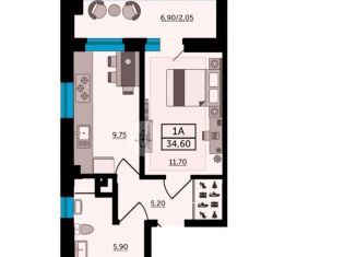 Продам однокомнатную квартиру, 34.6 м2, Ростов-на-Дону, Первомайский район, Раздорская улица