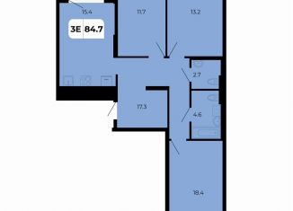 Продам трехкомнатную квартиру, 84.7 м2, поселок Верхнетемерницкий, улица Венеры, 19/2