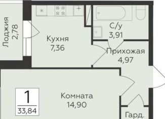 Продам однокомнатную квартиру, 33.8 м2, Воронеж