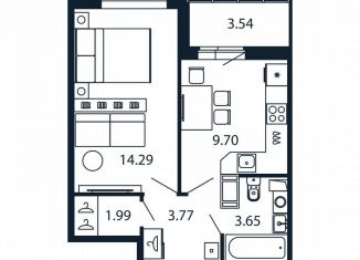 Продается 1-ком. квартира, 32.7 м2, Мурино, Ручьёвский проспект, 20
