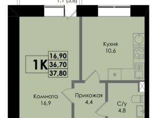 Продам 1-комнатную квартиру, 37.8 м2, Ростов-на-Дону