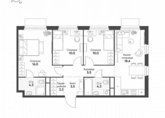 Продаю трехкомнатную квартиру, 74.4 м2, Москва, метро ЗИЛ, улица Петра Кончаловского, 5