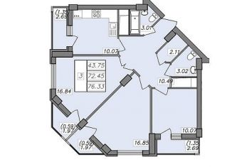 Продам 3-комнатную квартиру, 76.8 м2, Воронеж, Волгоградская улица, 45