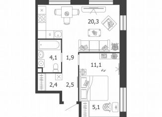 Продажа однокомнатной квартиры, 47.3 м2, Москва, метро ЗИЛ, 3-я очередь, к6