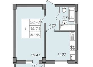 Продается 1-комнатная квартира, 40.8 м2, Воронеж, Волгоградская улица, 45