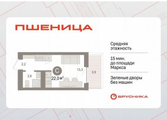 Продается квартира студия, 22 м2, рабочий посёлок Краснообск, ЖК Пшеница