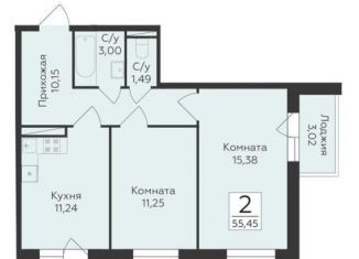 Продается 2-ком. квартира, 55.5 м2, Воронеж