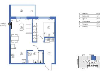 Продается двухкомнатная квартира, 42.4 м2, Карелия