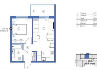 Продаю 2-комнатную квартиру, 42.6 м2, Карелия