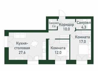 Двухкомнатная квартира на продажу, 72.8 м2, Екатеринбург, улица Амундсена, 183/2, Ленинский район