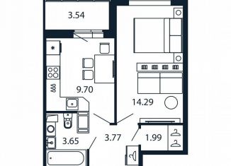 Однокомнатная квартира на продажу, 32.7 м2, Мурино, Ручьёвский проспект, 20