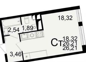 Продажа однокомнатной квартиры, 26.2 м2, Рязань