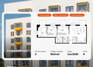 Продается 3-ком. квартира, 90.9 м2, Владивосток, Первомайский район, жилой комплекс Босфорский Парк, 6