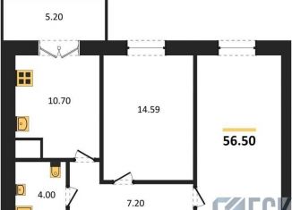 2-комнатная квартира на продажу, 56.5 м2, Воронеж, Цимлянская улица, 10В/2