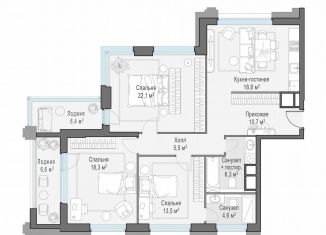 Продажа 3-комнатной квартиры, 111.5 м2, Москва, ЮАО, улица Эдуарда Стрельцова, 2к1