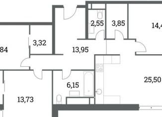 Трехкомнатная квартира на продажу, 101.3 м2, Москва, метро Международная