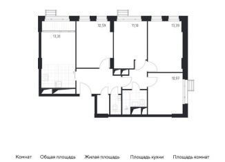Продается 4-комнатная квартира, 84.6 м2, деревня Раздоры, жилой комплекс Спутник, к14
