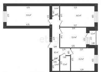Продажа 3-комнатной квартиры, 77.6 м2, село Миловка, проспект Чижова, 3, ЖК Молодёжный