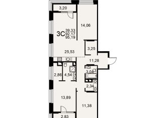 Продам 3-комнатную квартиру, 94.3 м2, Рязань, Московское шоссе, 49к1, ЖК Акцент