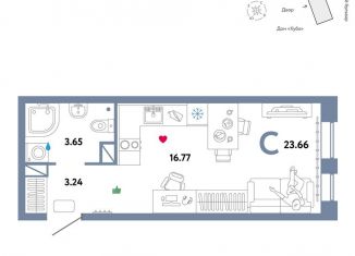 Продается квартира студия, 23.7 м2, Тюмень, ЖК Колумб