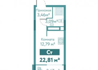 Продам квартиру студию, 22.8 м2, Тюмень, улица Павла Никольского, 10к1блок2, ЖК Акватория