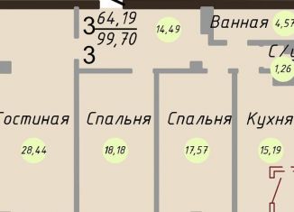 Продаю трехкомнатную квартиру, 102.3 м2, Ярославль, Московский проспект, 78, ЖК Ярославль Сити