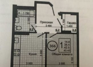Продается однокомнатная квартира, 41.2 м2, село Белоглинка, ЖК Грэсовский, Парковая улица, 1к1