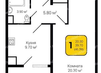 Продам 1-комнатную квартиру, 40 м2, село Александровка, Первоцветная улица, 1