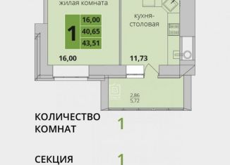 Продажа однокомнатной квартиры, 43.5 м2, Калуга, ЖК Кречетников Парк, улица Академика Потехина, 9