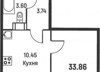Продажа 1-комнатной квартиры, 33.3 м2, Мурино, Екатерининская улица, 12, ЖК Три кита