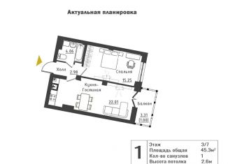 Продается 1-комнатная квартира, 45.3 м2, Санкт-Петербург, метро Спортивная, Ремесленная улица