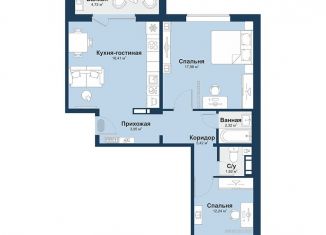 Продается 2-комнатная квартира, 64.3 м2, посёлок Западный