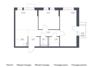 Продается 2-комнатная квартира, 60.8 м2, Московская область, жилой комплекс Квартал Авиаторов, к8