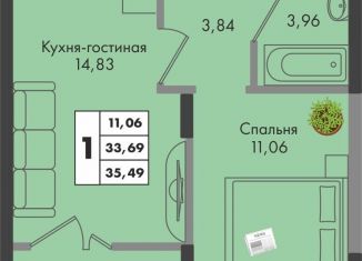 Продается 1-комнатная квартира, 35.5 м2, Краснодар, улица имени Генерала Брусилова, 5лит1.2