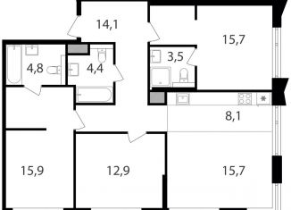 Продаю четырехкомнатную квартиру, 95.1 м2, Москва, Савёловский район, жилой комплекс Петровский Парк 2, к1