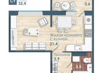 Продам 1-комнатную квартиру, 28.8 м2, Новосибирск