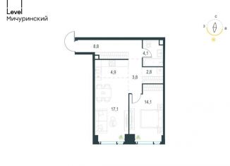 Двухкомнатная квартира на продажу, 55.6 м2, Москва, жилой комплекс Левел Мичуринский, к1, метро Раменки