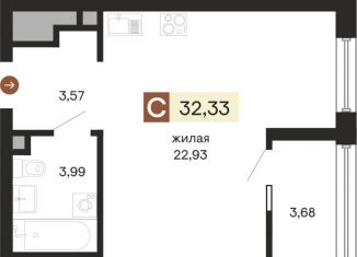 Квартира на продажу студия, 32.3 м2, Екатеринбург, улица Куйбышева, 100, улица Куйбышева