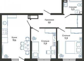 Продается двухкомнатная квартира, 59.5 м2, Новороссийск