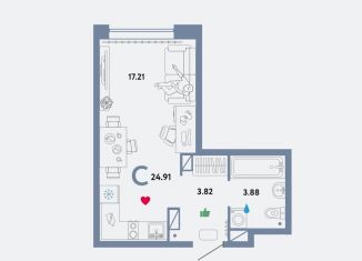 Продажа квартиры студии, 24.9 м2, Тюмень, ЖК Колумб