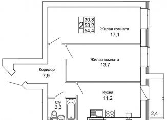 Продажа 2-ком. квартиры, 54.4 м2, Волгоград